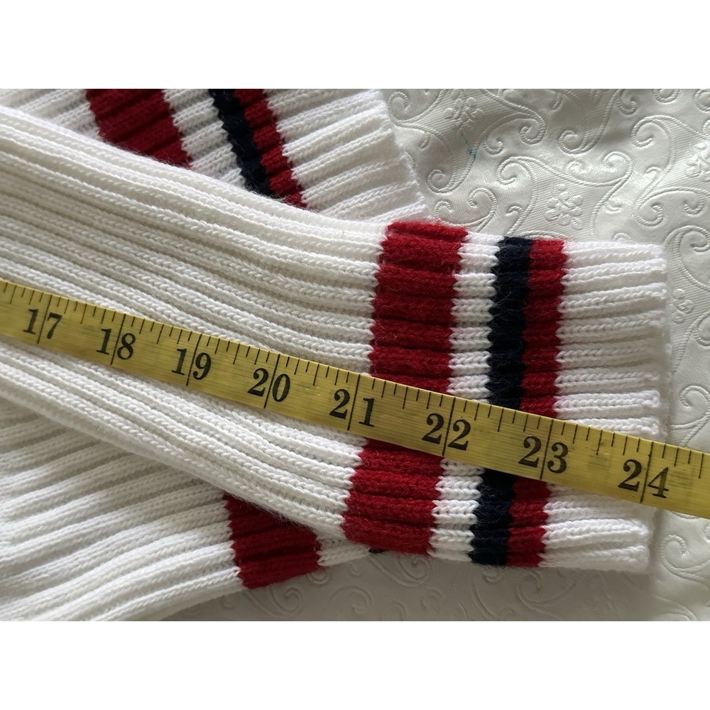 Vintage PUERTO RICO Spellout Sweater White Red Y2K Women's Large by Rave - Picture 16 of 16
